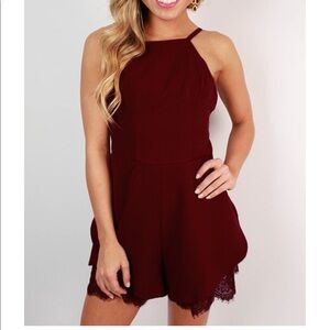 Women’s Burgundy Halter Romper